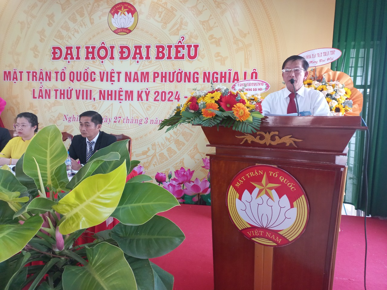 Đồng chí Đinh Quang Thái, PCT UBMTTQ Việt Nam thành phố Quảng Ngãi phát biểu chỉ đạo Đại hội