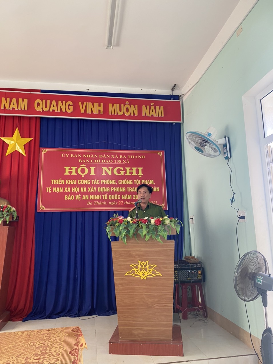 Đồng chí Thượng Tá Nguyễn Tám, Phó trưởng Công an huyện phát biểu chỉ đạo