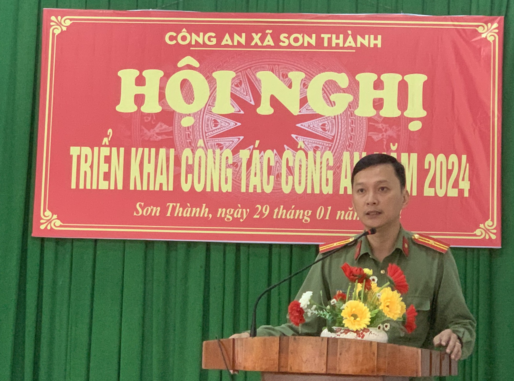 Đồng chí Thiếu tá Nguyễn Mạnh Cường - Đội phó, Đội An ninh - Công an huyện