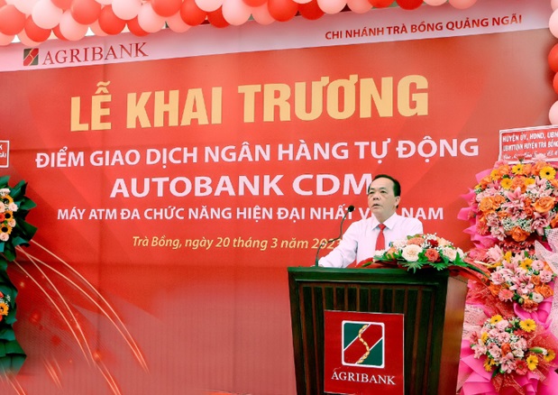 Agribank Quảng Ngãi khai trương máy gửi rút tiền tự động CDM tại huyện Trà Bồng