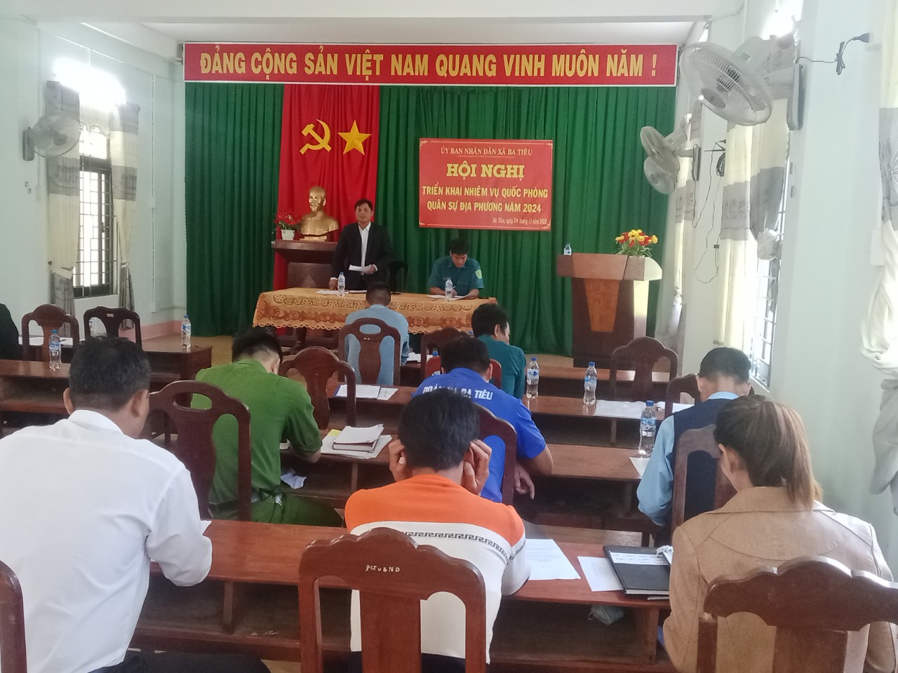 Xã Ba Tiêu tổ chức Hội nghị triển khai nhiệm vụ quốc phòng, quân sự địa phương năm 2024