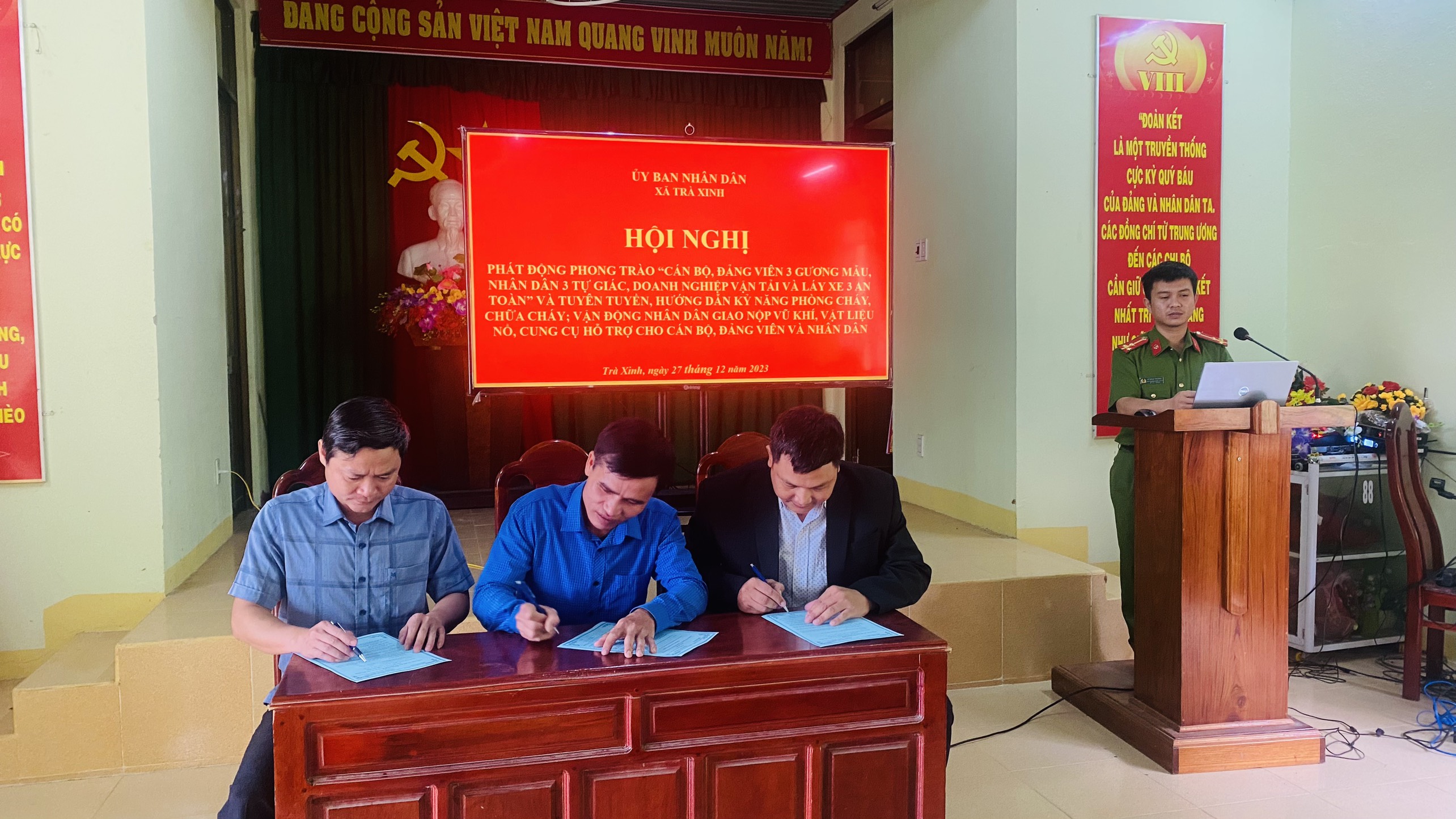 Xã Trà Xinh phát động các phong trào An ninh, trật trước dịp tết Nguyên Đán 2023