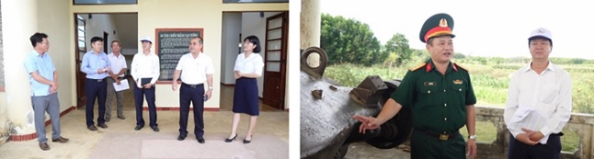 The PPC’s Vice Chairman Tran Hoang Tuan checks the historical and cultural relics in Binh Son district