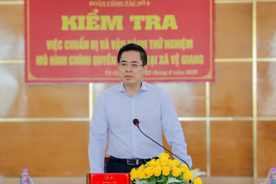 Chủ tịch UBND tỉnh Nguyễn Hoàng Giang phát biểu tại buổi kiểm tra