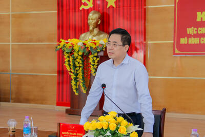 Chủ tịch UBND tỉnh Nguyễn Hoàng Giang phát biểu tại buổi kiểm tra xã Vệ Giang