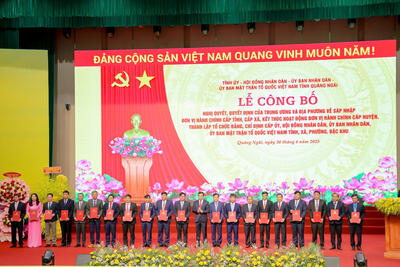 Phó Bí thư Tỉnh ủy, Chủ tịch HĐND tỉnh Nguyễn Đức Tuy trao quyết định bổ nhiệm cán bộ chủ chốt các xã, phường và đặc khu
