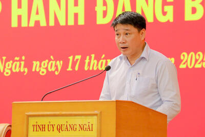 Ủy viên Ban Thường vụ Tỉnh ủy, Chủ nhiệm Ủy ban Kiểm tra Tỉnh ủy Huỳnh Quốc Huy phát biểu tại Hội nghị