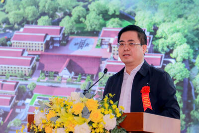 Phó Bí thư Tỉnh ủy, Chủ tịch UBND tỉnh Nguyễn Hoàng Giang phát biểu tại buổi lễ