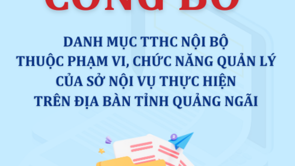 Danh mục TTHC nội bộ thuộc phạm vi, chức năng quản lý của Sở Nội vụ thực hiện trên địa bàn tỉnh Quảng Ngãi