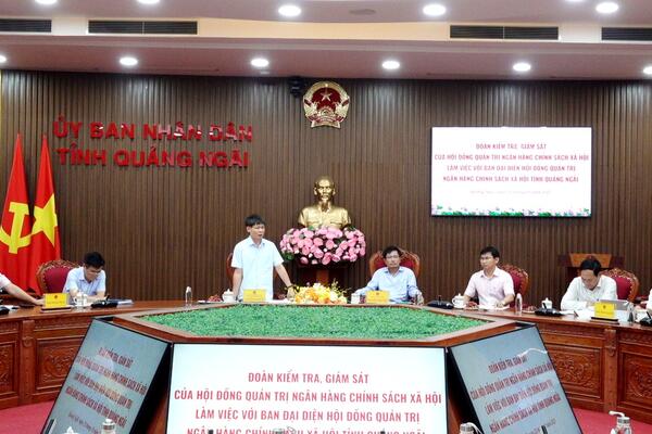 Đoàn kiểm tra, giám sát của Hội đồng quản trị NHCSXH việc với Ban đại diện Hội đồng quản trị NHCSXH tỉnh Quảng Ngãi