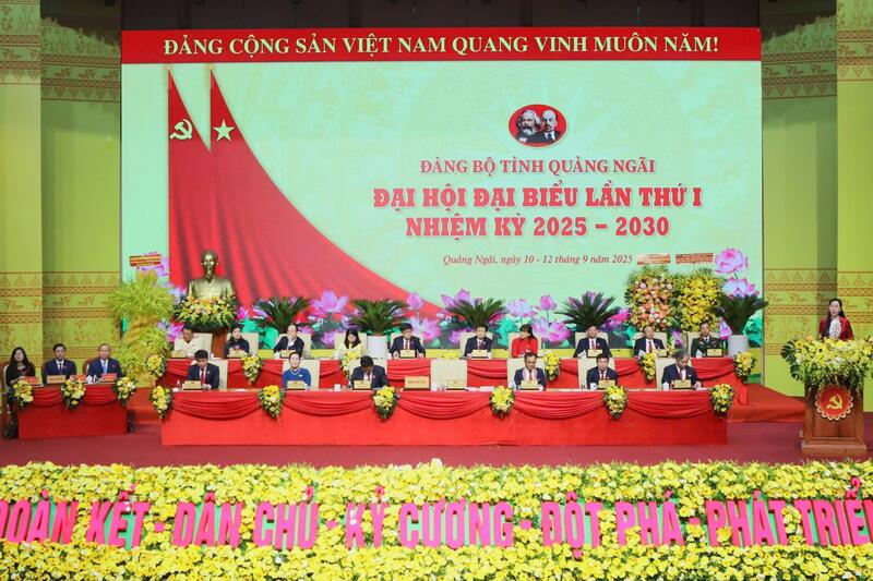Bế mạc Đại hội Đại biểu Đảng bộ tỉnh Quảng Ngãi lần thứ I, nhiệm kỳ 2025-2030