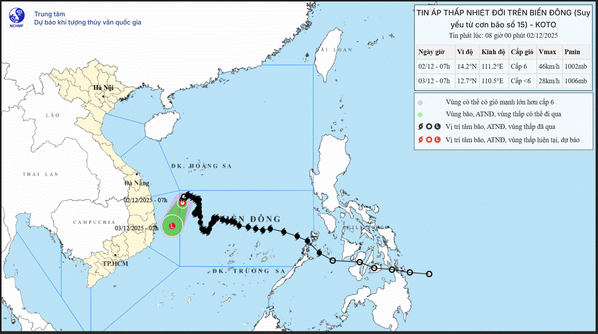 TIN ÁP THẤP NHIỆT ĐỚI TRÊN BIỂN ĐÔNG (Suy yếu từ cơn bão số 15)